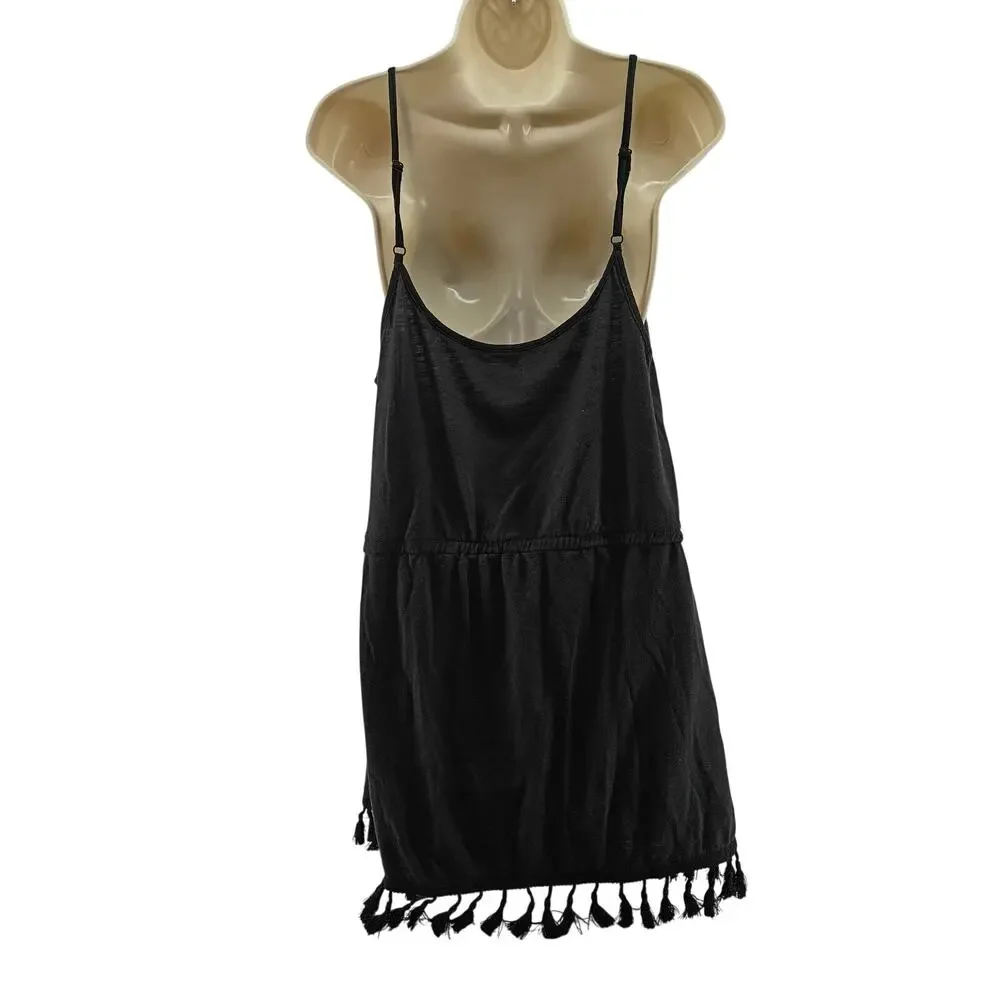 Victoria Secret Swim Coverup Dress Dark Grey Tassel Womens Small
